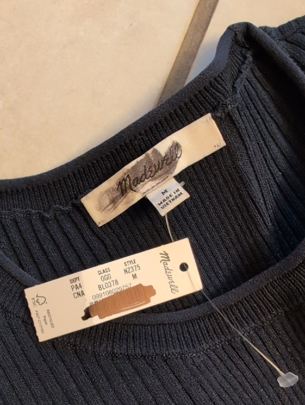 NWT Madewell Addie Ribbed Scoopneck Midi Dress Black Long Sleeve Size M - Picture 4 of 13